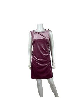 Wild Fable Mauve Velvet Dress Womens L 90s Style Ruched Sleeveless Mini Sheath